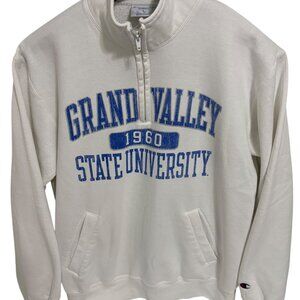 Grand Valley State University 1/4 Zip Sweatshirt Size Large Champion White